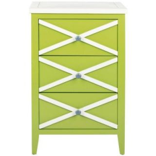 Safavieh Sherrilyn Lime Green/White Side Table with 3 Drawer AMH6592C