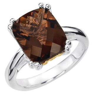Cushion Cut 8mm Pink Stone Ring Set in Sterling Silver with 18K Yellow