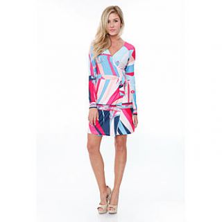 White Mark Pink & Navy Mariah Wrap Dress   Clothing, Shoes & Jewelry