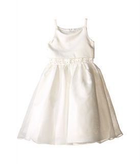 Us Angels Sleeveless Satin Popver Bodice w/ Beaded Wasit & Full Skirt (Little Kids) Ivory