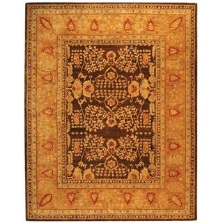 Safavieh Hand made Taj Mahal Brown/ Gold Wool Rug (96 x 136)