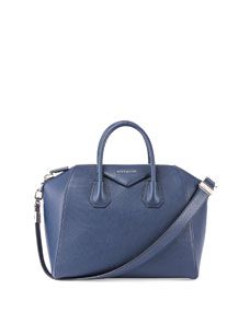 Givenchy Antigona Medium Leather Satchel Bag, Dark Blue