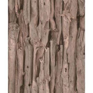 Washington Wallcoverings African Queen II 56 sq. ft. Deeply Shaded Brown Wood Log Print Wall Paper AQ473223