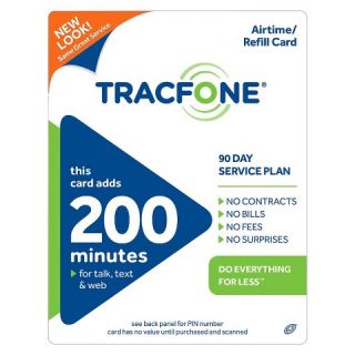 Tracfone Airtime/Refill Card 200 Minutes for Talk/Text and Web 90 Day