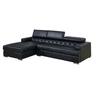 Furniture of America Crispin Tufted Leatherette Sofa   Black