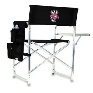 Picnic Time University of Wisconsin Black Sports Chair with Digital Logo 809 00 179 644