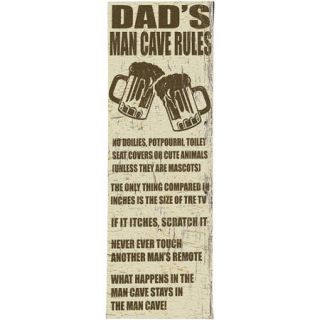 Personalized 9" x 27" "Man Cave Rules" Canvas, Tan