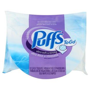 Puffs To Go Facial Tissues, Nonlotion White, 2 Ply, 1 pack   Food