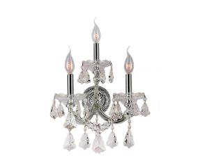 Maria Theresa Collection 3 light Chrome Finish and Clear Crystal Candle Wall Sconce Light
