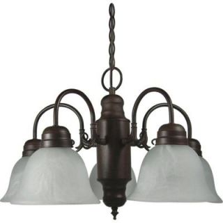 Yosemite Home Decor Manzanita Collection 5 Light Dark Brown Hanging Chandelier with Frosted Marble Glass Shade 1435 5DB