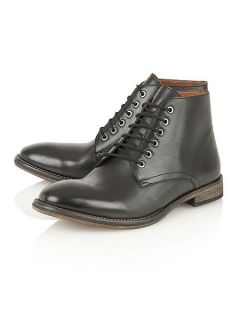 Frank Wright Oval Mens Lace Up Boots Black Leather