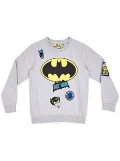 Fabric Flavours Boys Batman logo badge sweatshirt Light Grey