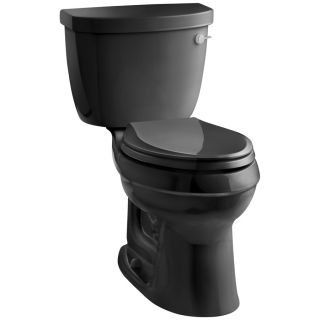 KOHLER Cimarron Black Black 1.28 GPF (4.85 LPF) 12 in Rough in WaterSense Elongated 2 Piece Comfort Height Toilet