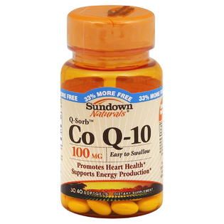 Sundown Naturals Co Q 10, Q Sorb, 100 mg, Softgels, 40 softgels