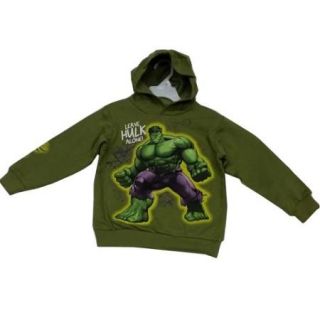Disney Little Boys Green "Leave Hulk Alone" Character Print Fleece Top 2T