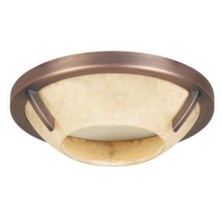 Hampton Bay 6 in. Brushed Copper Bronze Recessed Deco Trim with Speckled Amber Glass Shade HBR652BCB