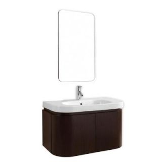 Virtu USA Marvella 36 in. Single Basin Vanity in Walnut with Ceramic Vanity Top in White and Mirror ES 1836 C WA