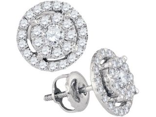14k White Gold 0.70 CTW Diamond Fashion Stud Earrings   Size 1.504gram    #556 94331