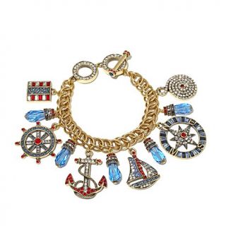 Heidi Daus "All Encompassing" Crystal Link Nautical Charm Bracelet   7995746