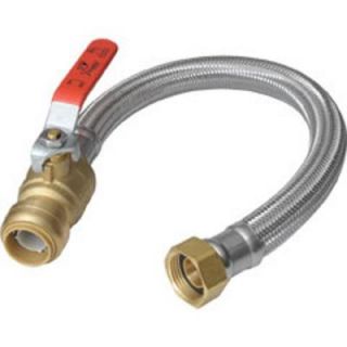 SharkBite 1/2 in. Push to Connect x 3/4 in. FIP x 18 in. Braided Stainless Steel Water Heater Connector with Integrated Ball Valve U3068FLEX18BVLF