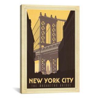 iCanvas 'The Manhattan Bridge   New York City, New York' by Anderson Design Group Vintage Advertisment on Canvas