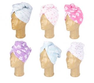Set of 6 Polka Dot and Flower Turbie Twist Hair Towels   A73610 —