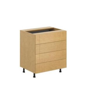 Eurostyle 30x34.5x24.5 in. Milano 4 Drawer Base Cabinet in Maple Melamine and Door in Clear Varnish B4D30.M.MILAN