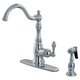 Kingston Brass Victorian Single Handle Standard Kitchen Faucet with Side Sprayer in Chrome HGS7701ACLBS