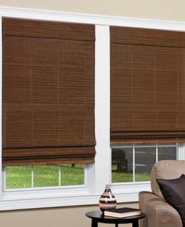 Home Basics Cordless Natural Woven Bamboo Panama Roman Shade   Window