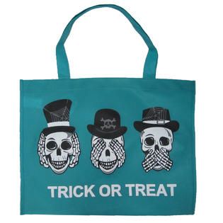 Totally Ghoul Blue Halloween Trick or Treat Bag With Skulls   Seasonal