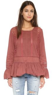 Love Sam Lace Patchwork Ruffle Blouse