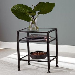 Metal End Table with Glass Shelves