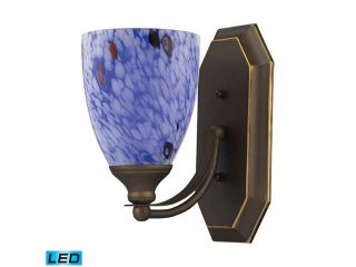 Elk 1 Light Vanity in Aged Bronze and Starburst Blue Glass   570 1B BL LED