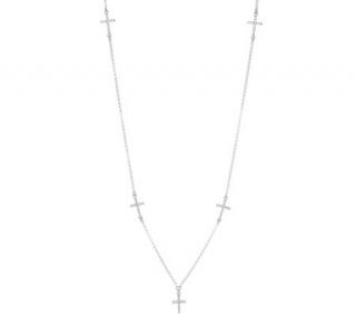 Vicenza Silver Sterling Cross Station Necklace —