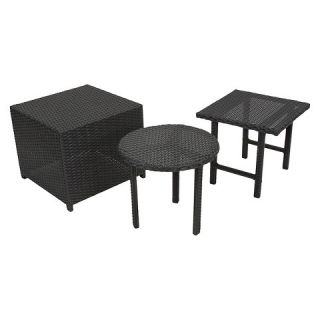 Christopher Knight Home Danica Set of 3 Wicker Patio Tables   Black
