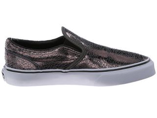 Vans Kids Classic Slip On (Little Kid/Big Kid) (Cracked Metallic) Gunmetal/True White