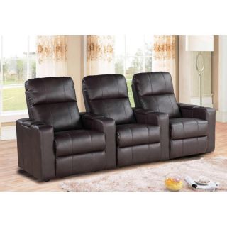 Abbyson Living Parker 3 piece Leather Straight Row Home Theater