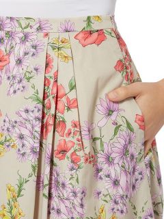 Max Mara Rosi floral print a line skirt Beige