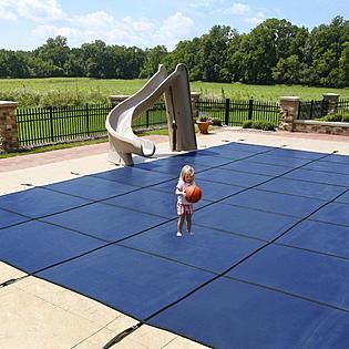 Dirt Defender Blue Rectangular In Ground Pool Safety Cover in Assorted