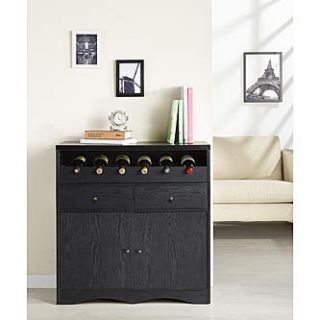 Furniture of America Prestan Black Dry Bar and Wine Cabinet   Home