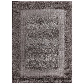 Stylish and Beautiful Grey Shag Bordered Area Rug (51 x 73