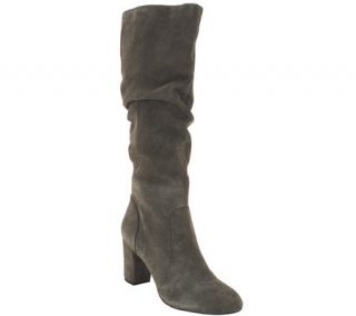 H by Halston Tall Shaft Suede Boots with Heel   Sarah —