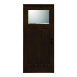 Main Door 36 in. x 80 in. Craftsman Collection 1 Lite Prefinished Antique Mahogany Type Solid Wood Prehung Front Door SH 700 ATQ PH LH