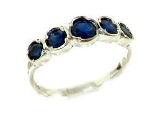Solid English Sterling Silver Womens Sapphire Eternity Band Ring   Size 10.25   Finger Sizes 5 to 12 Available