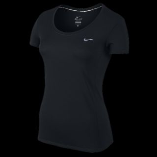 Nike Dri FIT Contour Short Sleeve T Shirt   Womens   Running   Clothing   Black/Reflective Silver