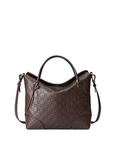 Gucci Bree Guccissima Leather Top Handle Bag, Chocolate