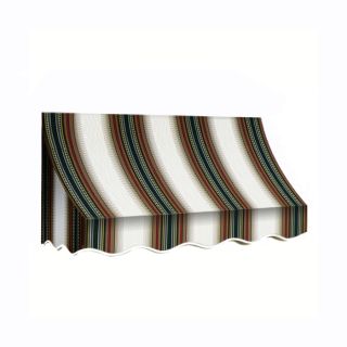 Awntech 124.5 in Wide x 24 in Projection Burgundy/Forest/Tan Stripe Crescent Window/Door Awning