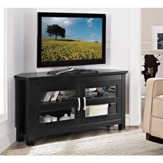 Walker Edison Black Corner TV Stand for TVs up to 52", Multiple Colors