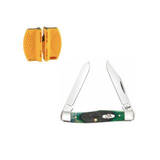 Case Cutlery Hunter Green Bone Mini Moose Knife with Sharpener