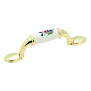 Amerock 3 in. Almond/Polished Brass with Flower Pull 245FWP